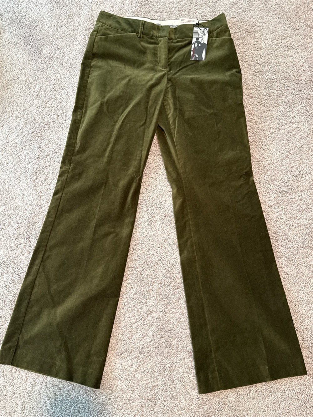 NWT Express Womens Size 8 Green Velvet Editor Flare Pants Office Career Hongkong